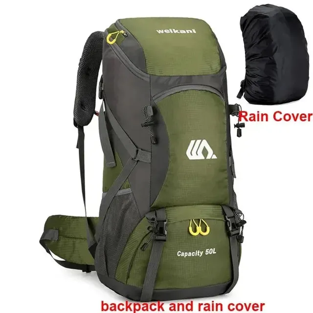 50L Travel Backpack Camping Bag For Men Large Hiking Bag Tourist Rucksack Waterproof Outdoor Sports Climbing Mountaineering Bag