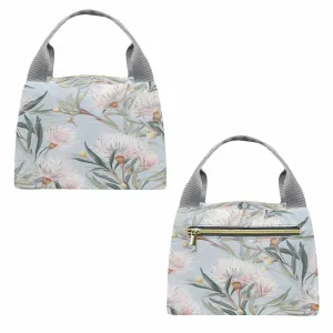 Australian Floral Blue  Portable Lunch Bag-Grey Handle