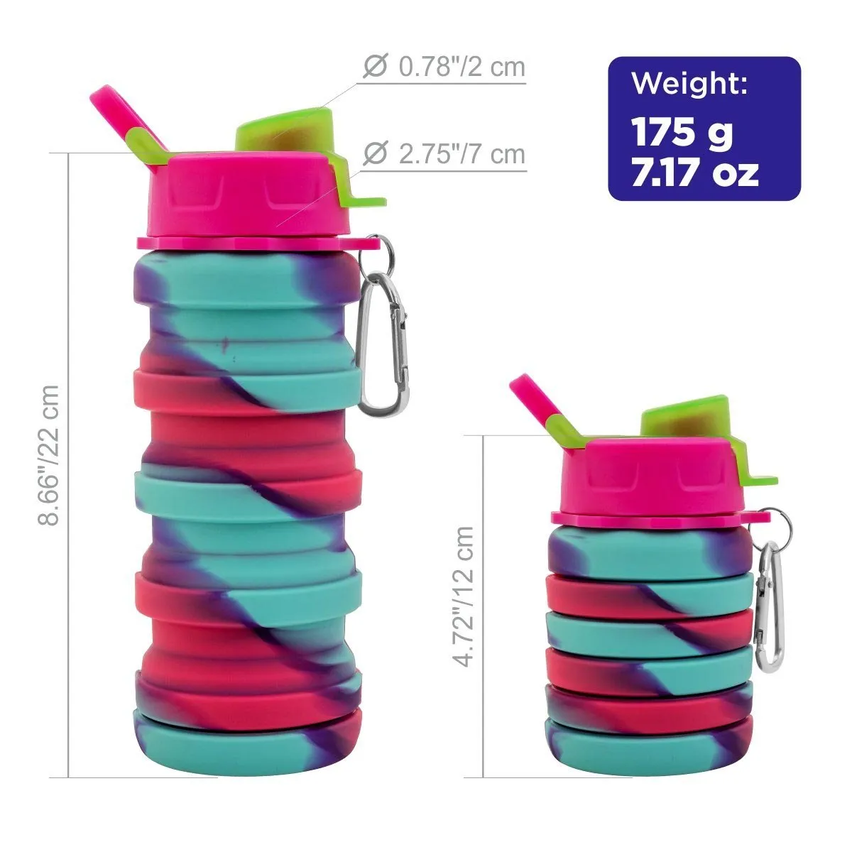 Backpack School Bag with Collapsible Silicone Water Bottle - Back to School Set for Girl