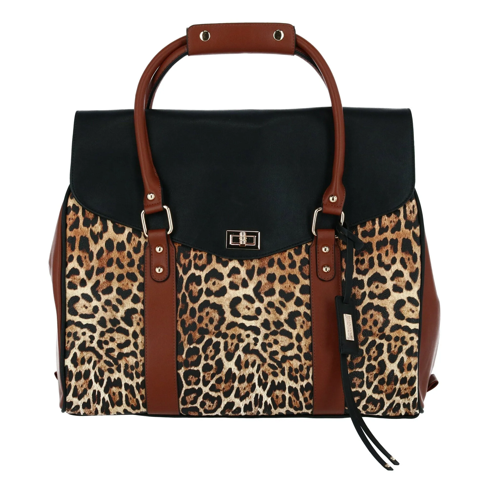 Badgley Mischka Leopard Weekender Tote Travel Bag