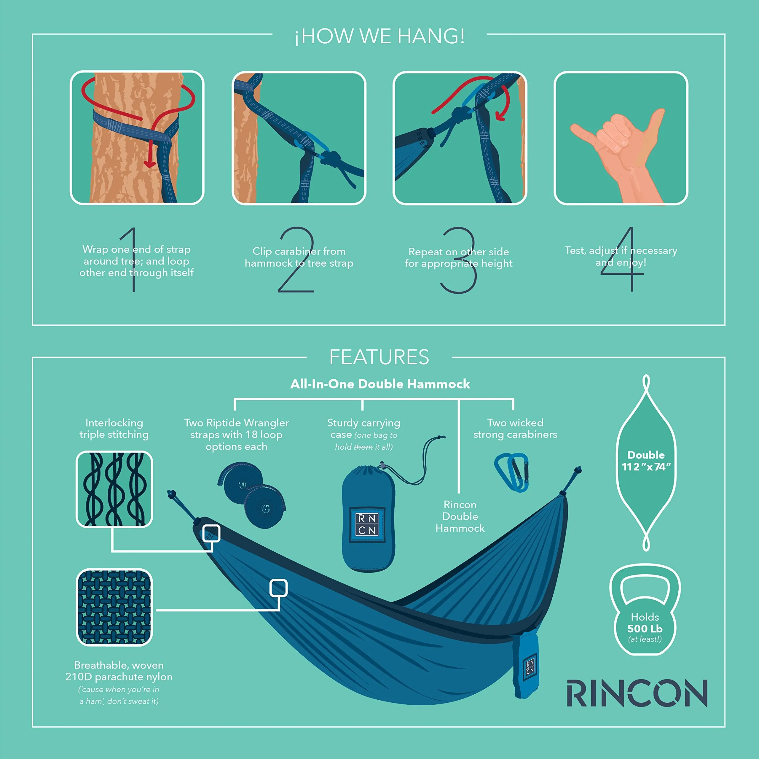 Dark Green Camping Hammock - Rincon Outdoor