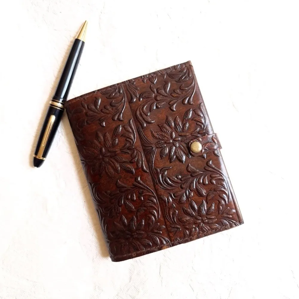 Handmade Leather Journal in Dark Brown - Small