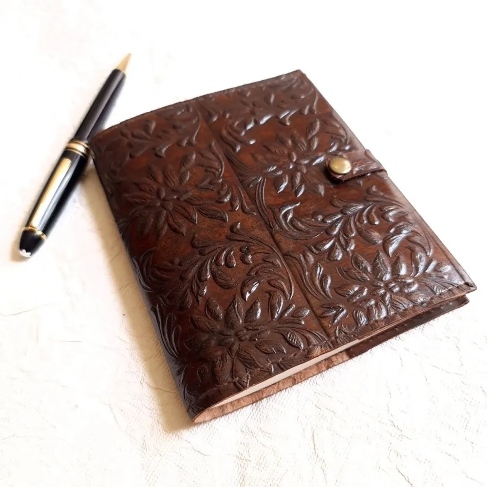 Handmade Leather Journal in Dark Brown - Small