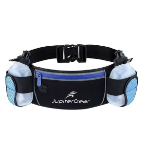 JupiterGear Running Hydration Belt Waist Bag with Water-Resistant Pockets and 2 Water Bottles