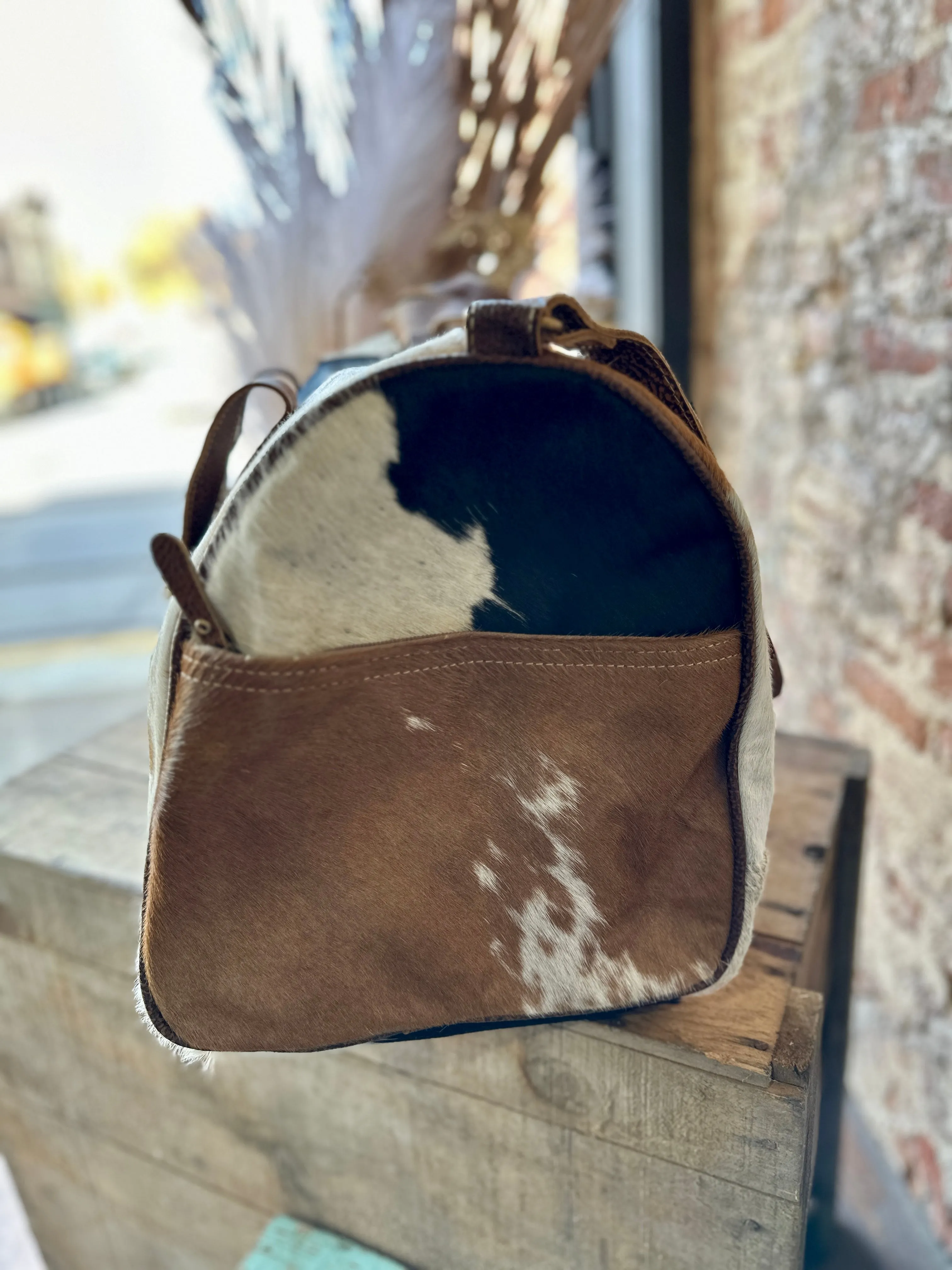 Sigmund Cowhide & Leather Weekender Bag