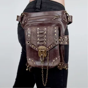 Travel Brown Gothic Chain Steampunk Waist Leg Bag